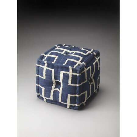 Homeroots 16 x 16 x 16 in. Blue Square Cotton Pouf Ottoman 388968